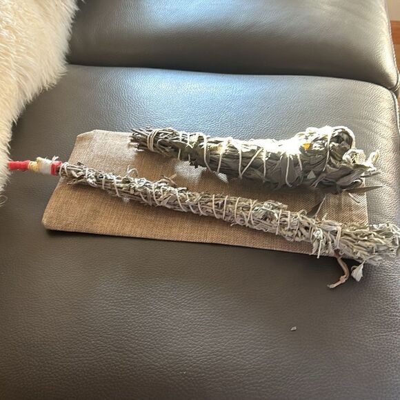 Sage Smudge Two Pack Tribal decorative cotton trim ceremonial bag Quiet Luxury - Picture 3 of 10